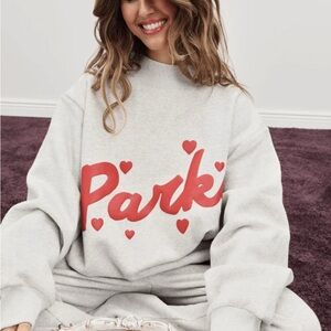 Gray Park Sweatshirt with Red Accents